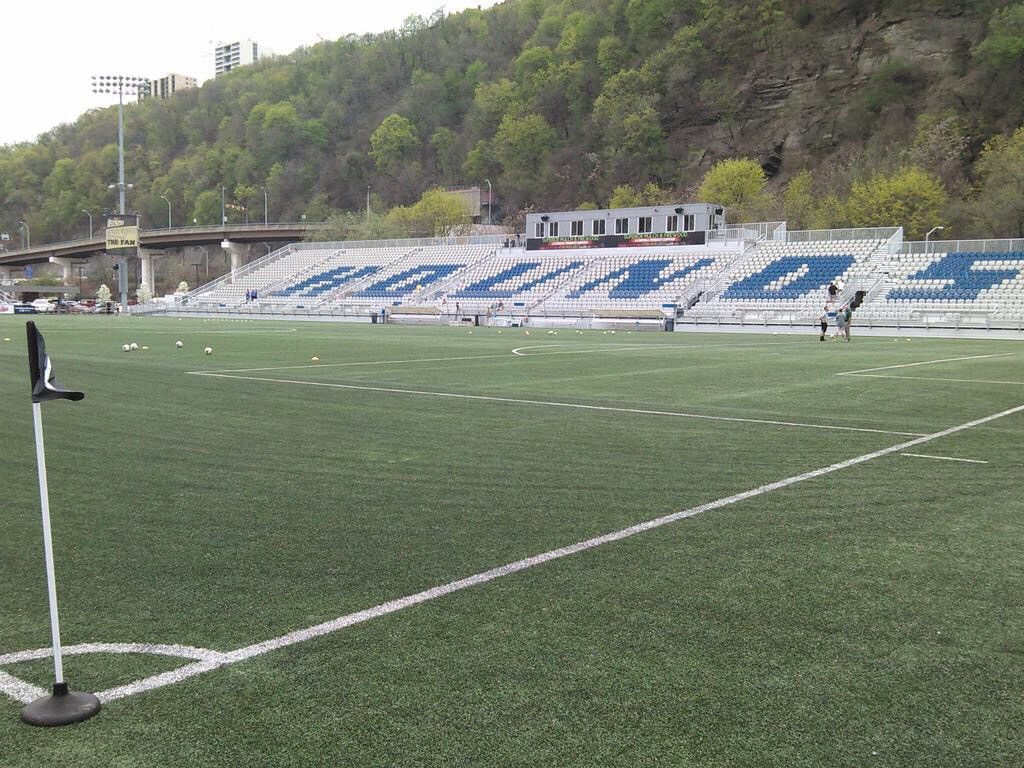 Football Lines from Pitt's Blue-Gold Scrimmage were gone by Sunday's Riverhounds Game at Highmark Stadium.