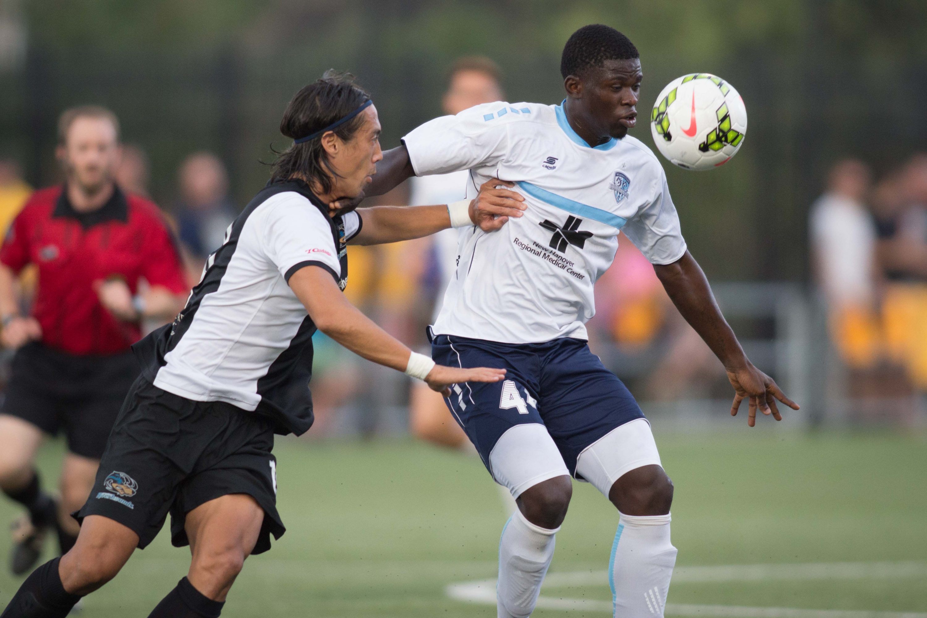 Former Riverhounds defender, Willie Hunt, pictured left, had a rough night in October.  