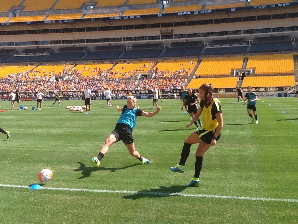 USWNT training session at Heinz Field on Saturday was the first time the team came together on the field since their World Cup triumph. 