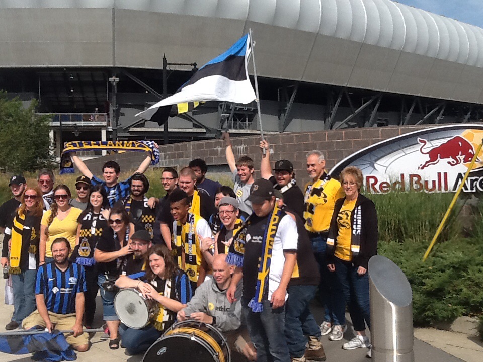 Steel Army arrives at Red Bull Arena before the game...  